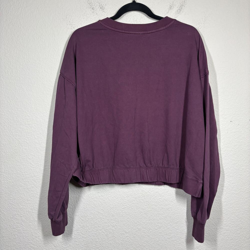 Zella Womens XL Pullover Sweatshirt Purple Claret Cotton V Neck Long Sleeves - Picture 2 of 8